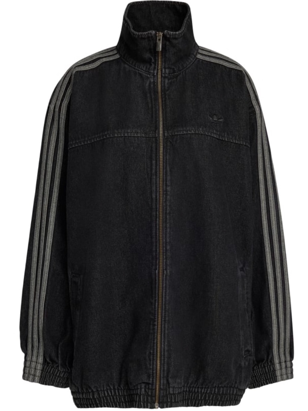 ADIDAS WOMENS FIREBIRD ADILENIUM TRACK TOP DENIM JACKET BLACK WASH SIZE LARGE